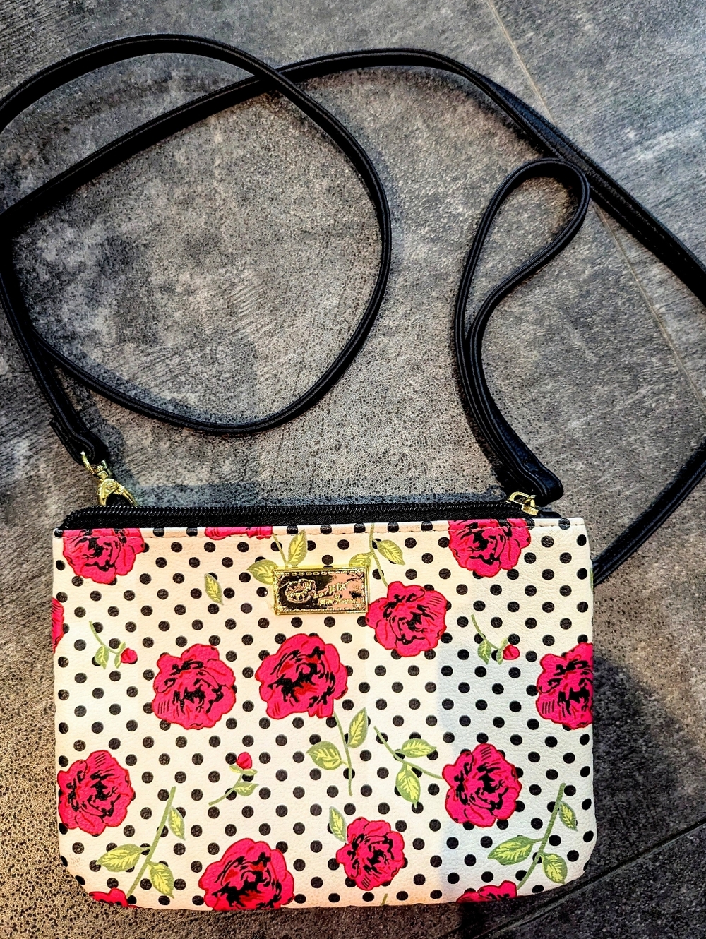 Betsey Johnson Luv Betsey floral polka dot wristlet/crossbody